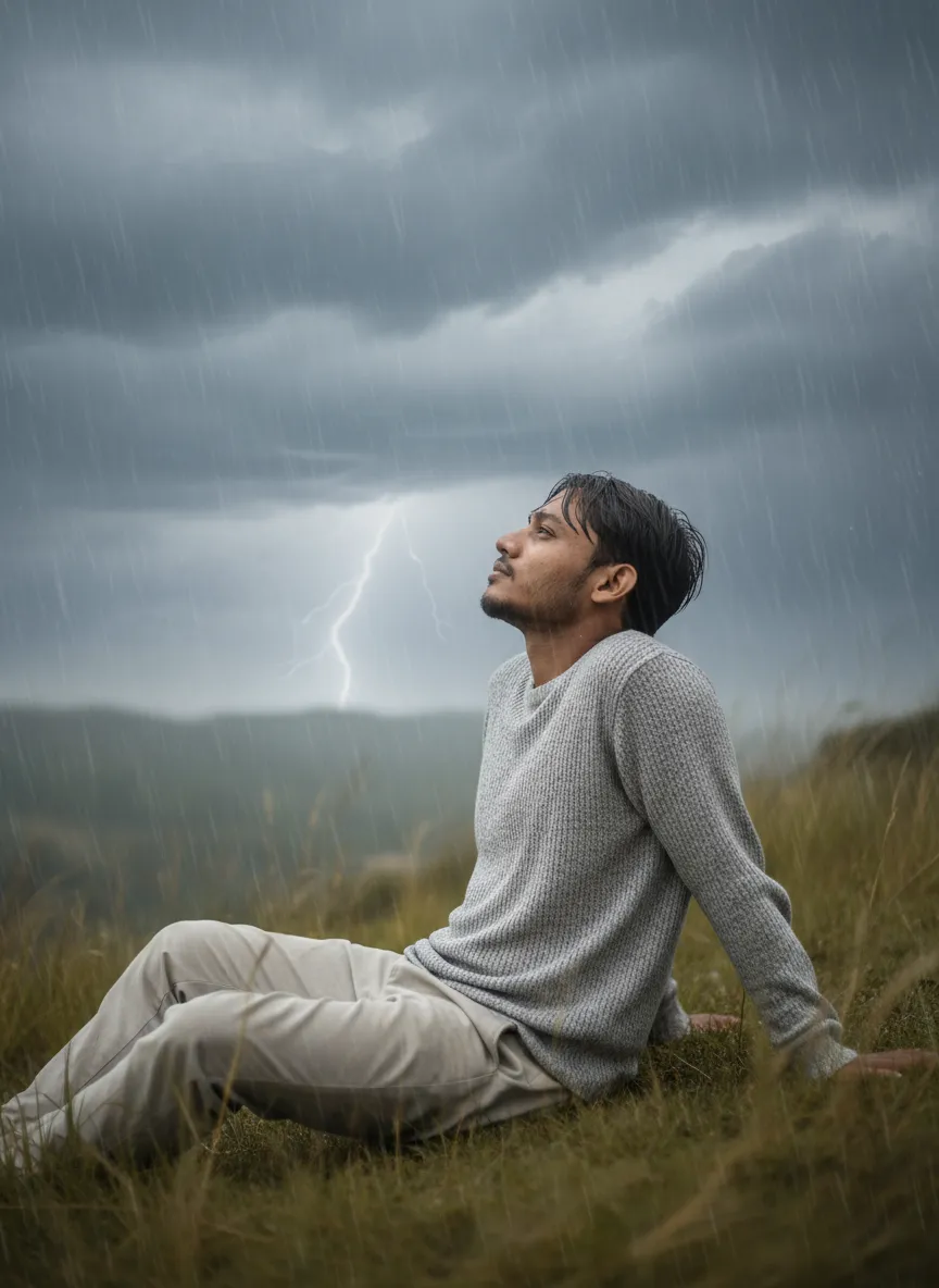Serenity in the Storm: A Candid Portrait of Reflection