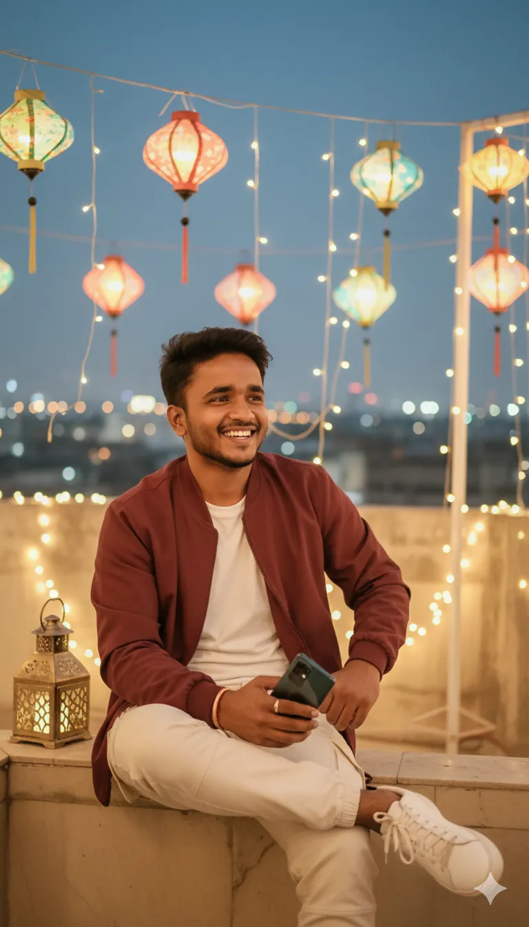 Smiling at light background