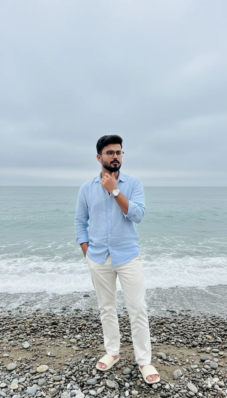 coastal scene with an overcast sky