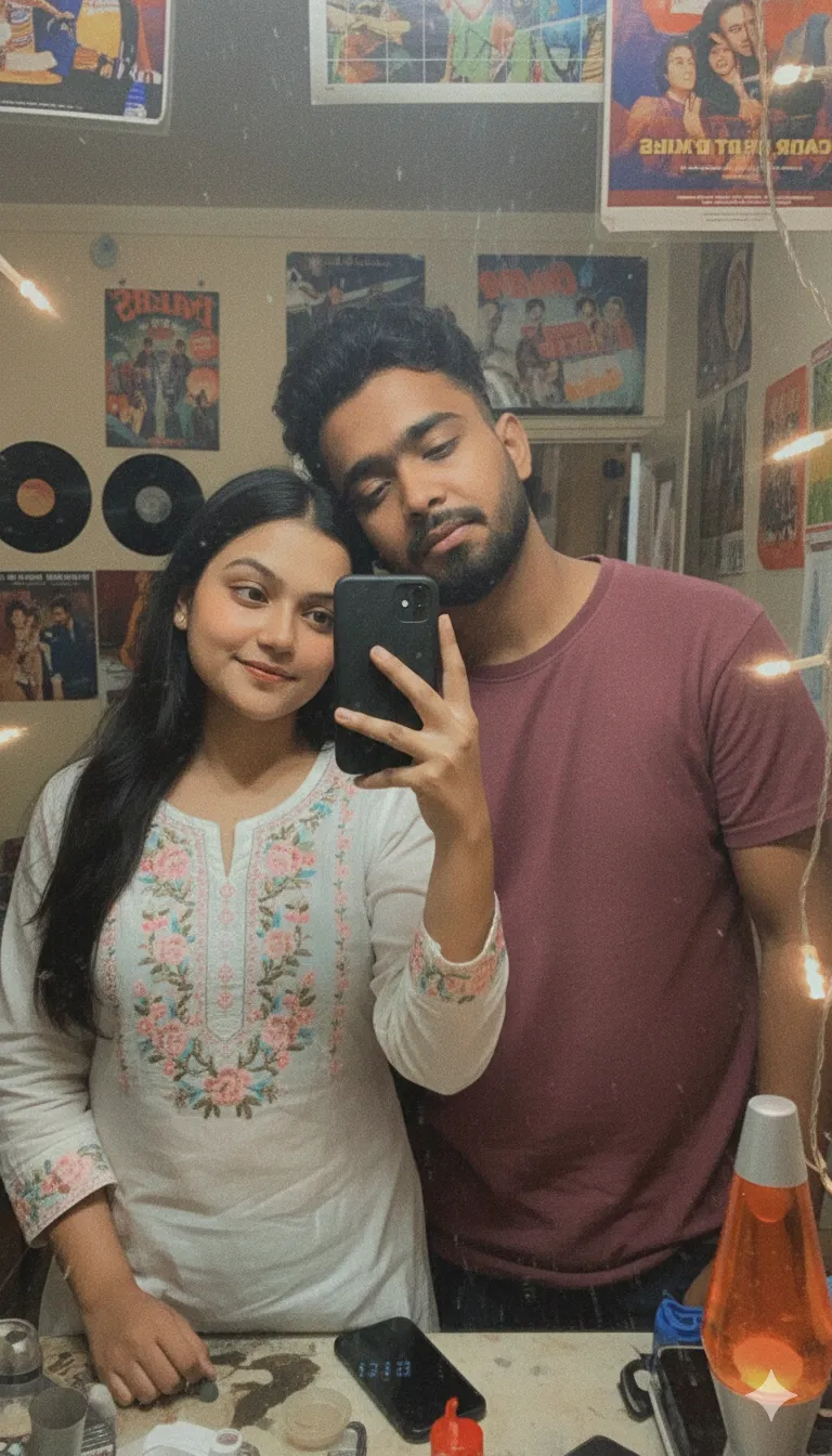 Mirror selfie with partner