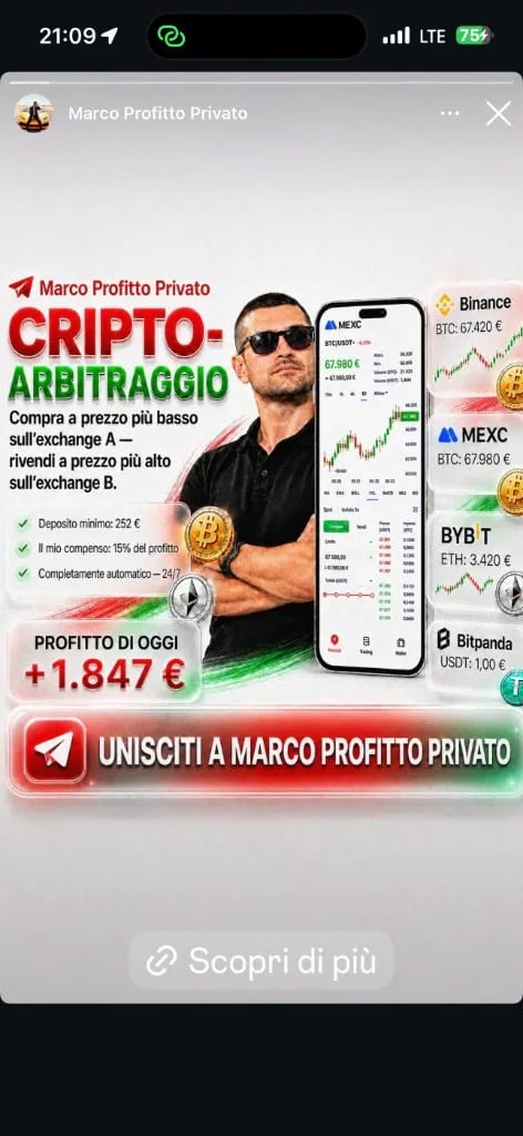 Screenshot truffa — Facebook / Instagram · 5 giugno 2026