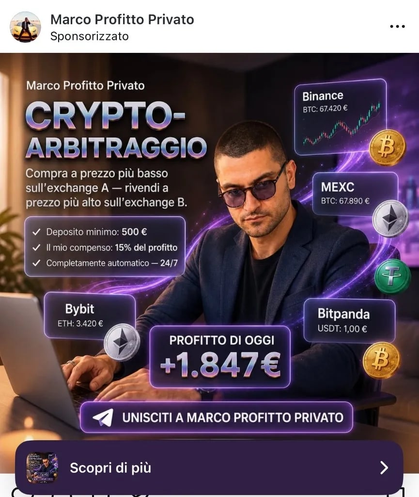 Screenshot truffa — Facebook / Instagram · 5 giugno 2026