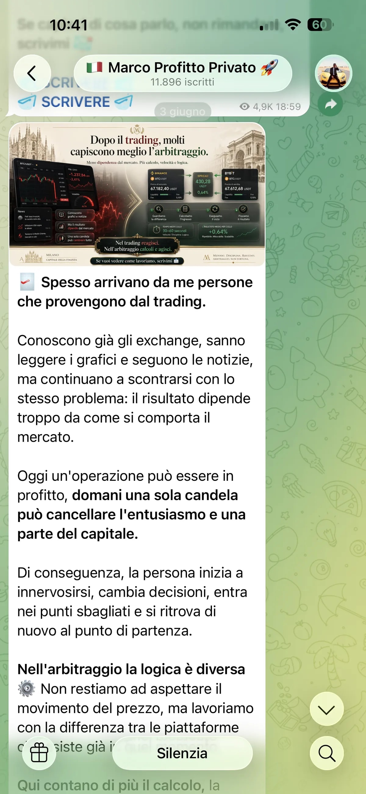 Screenshot truffa — Telegram · 3 giugno 2026