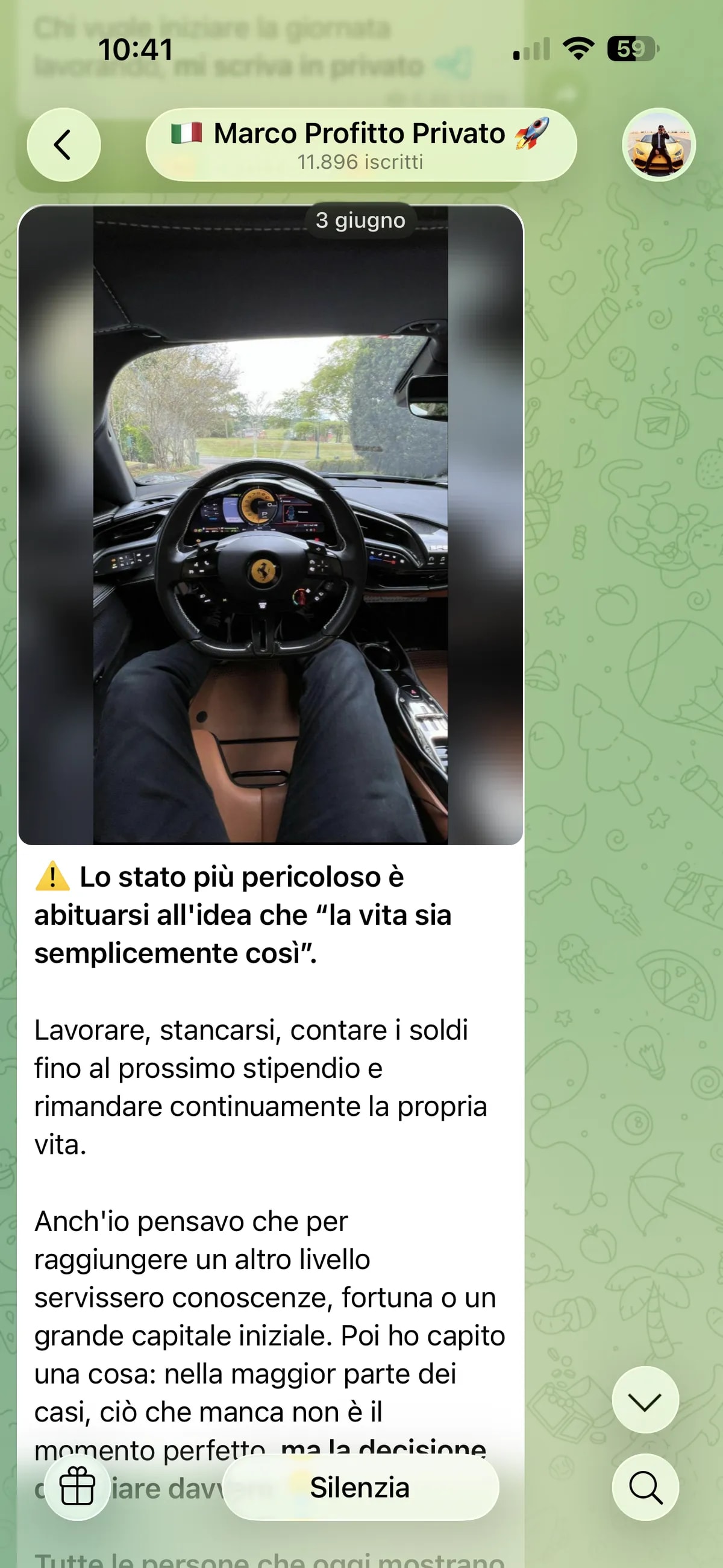 Screenshot truffa — Telegram · 3 giugno 2026