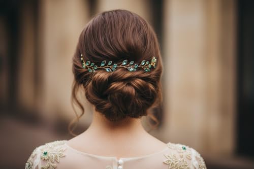 Vue 5 de Serretete De Mariee Vert