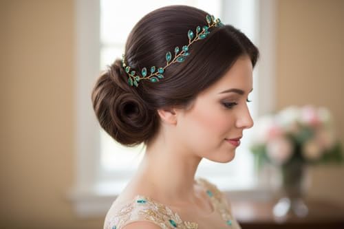 Vue 6 de Serretete De Mariee Vert