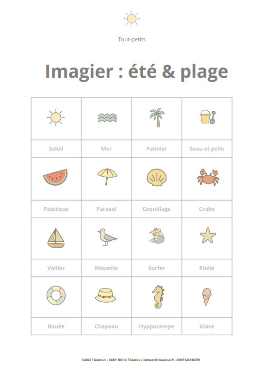 Pack d'activités d'Eté pour enfants (2-5 ans) - loto, cherche-et-trouve, jeu d'ombres, observation & imagier vue enfant
