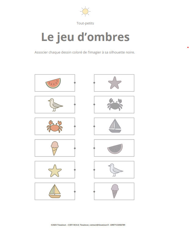 Pack d'activités d'Eté pour enfants (2-5 ans) - loto, cherche-et-trouve, jeu d'ombres, observation & imagier aperçu 1