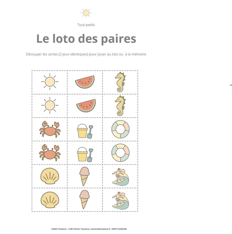 Pack d'activités d'Eté pour enfants (2-5 ans) - loto, cherche-et-trouve, jeu d'ombres, observation & imagier aperçu 1