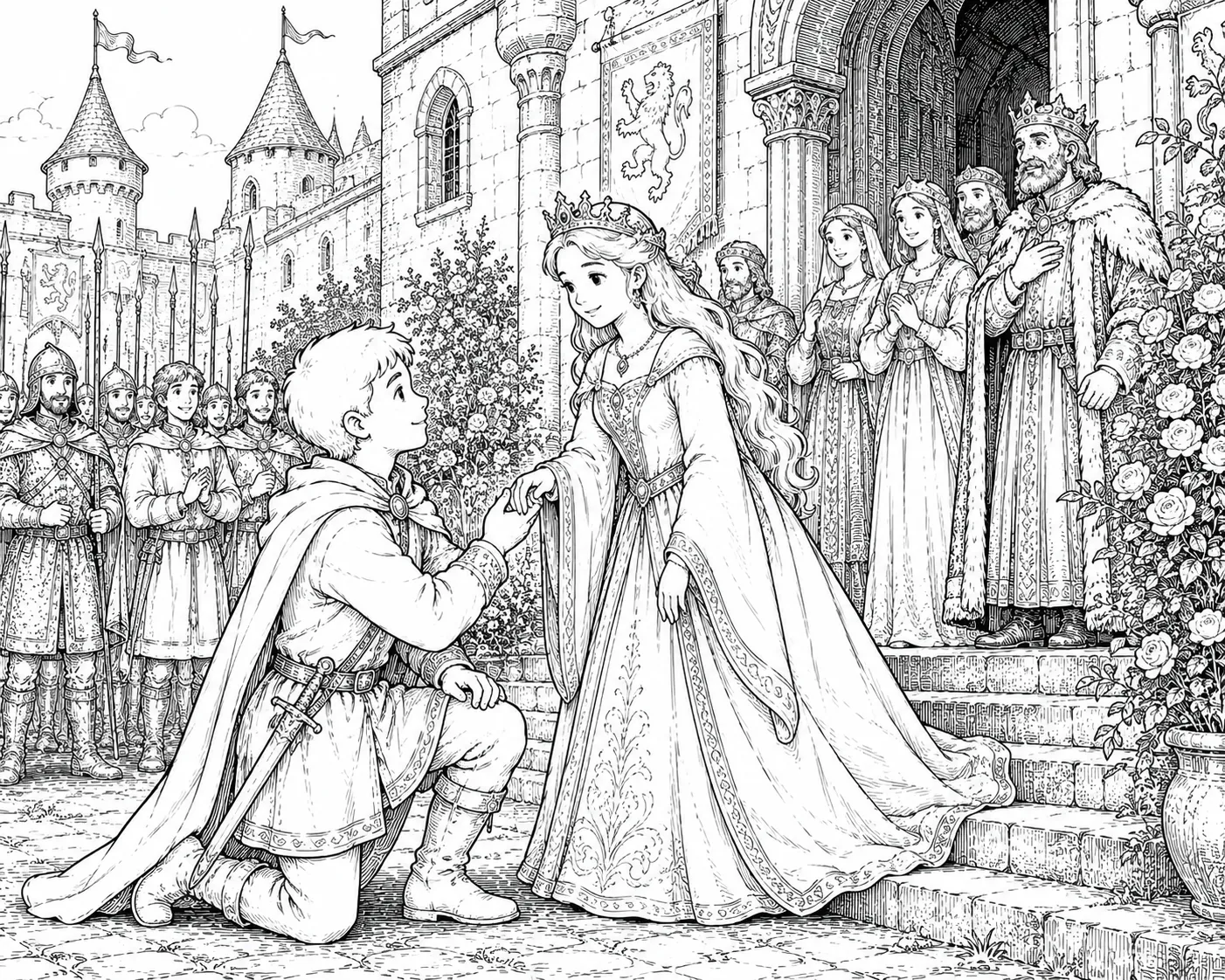 Fatal et la princesse Gracieuse — Coloriage de château
