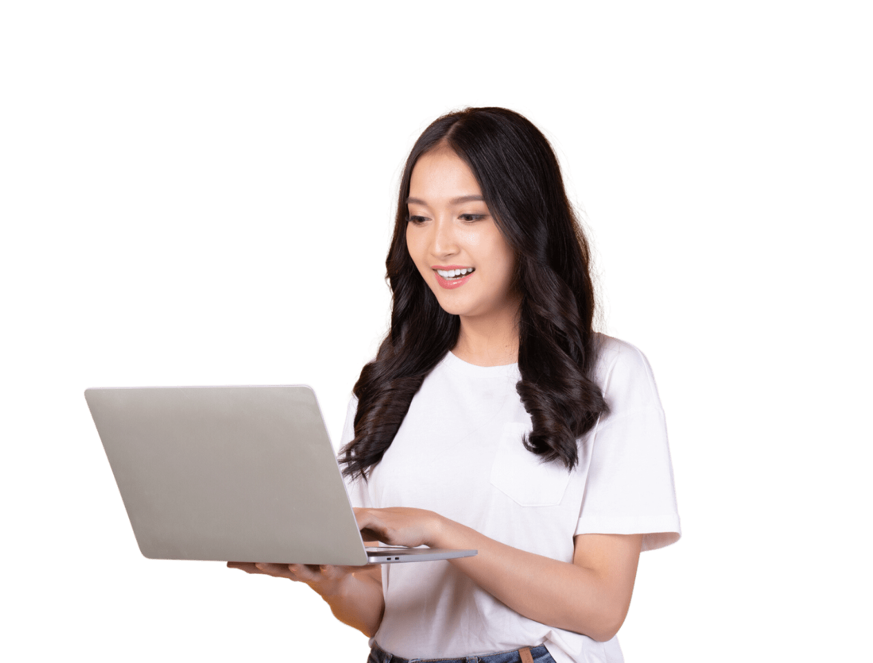 Woman typing laptop