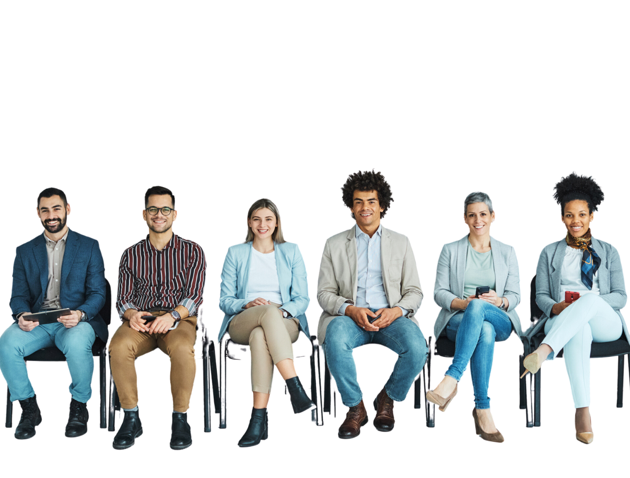 Six people sitting in chairs.