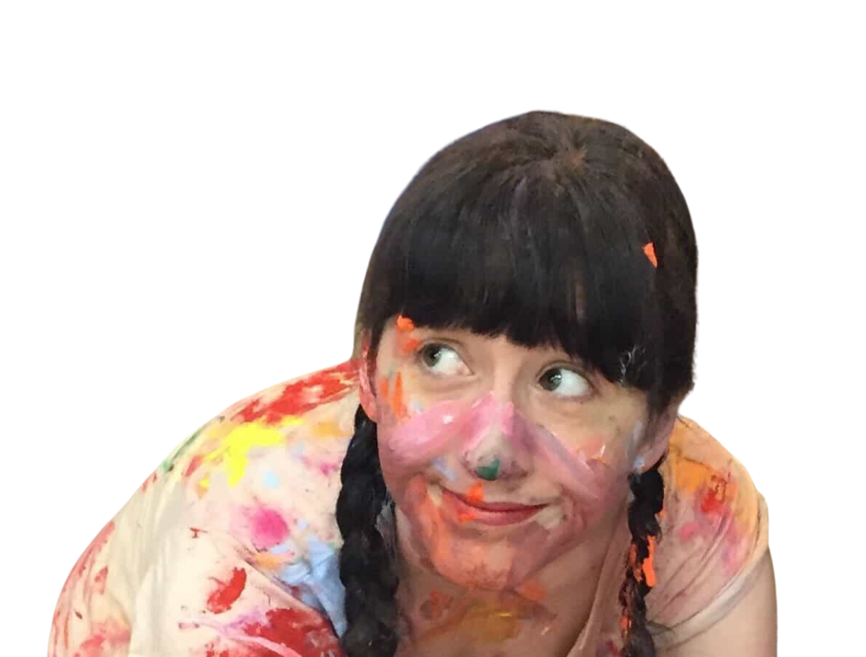 Girl covered in paint