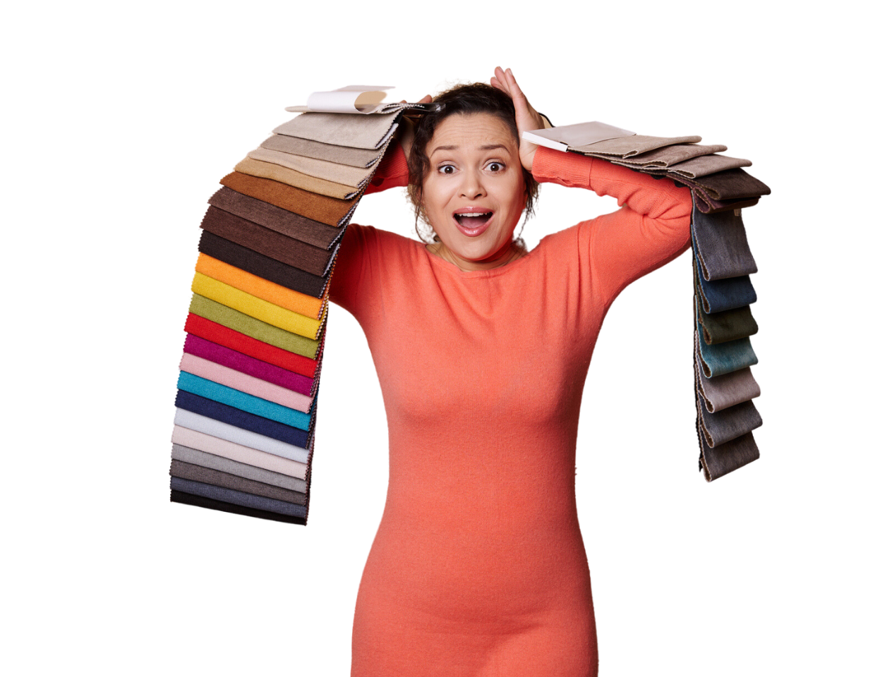 Interior Design Courses | Woman holding different coloured fabrics