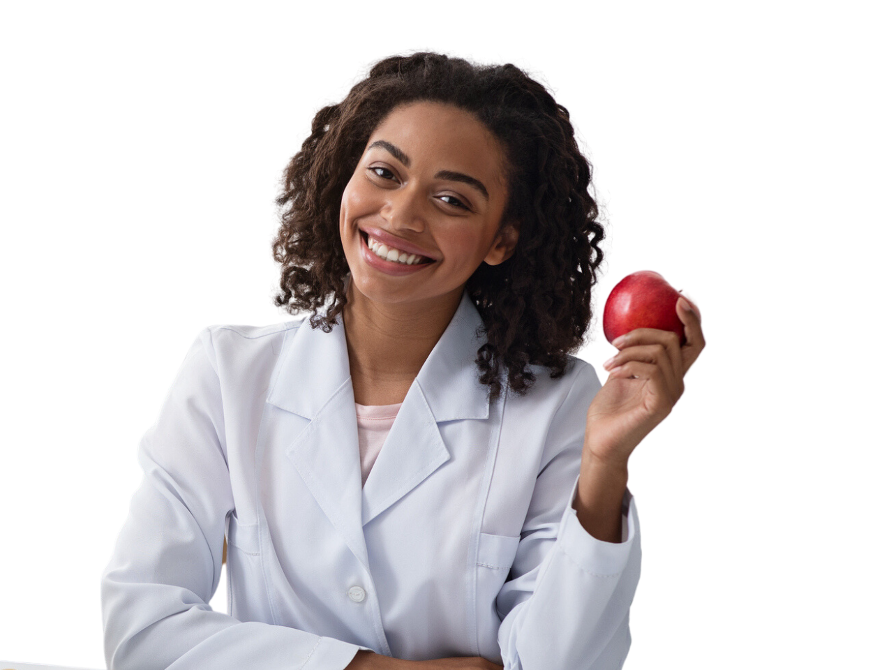 nutrition consultant holding apple