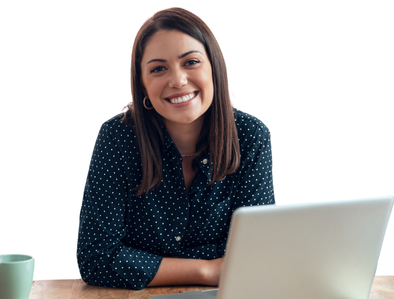 Lady smiling on laptop