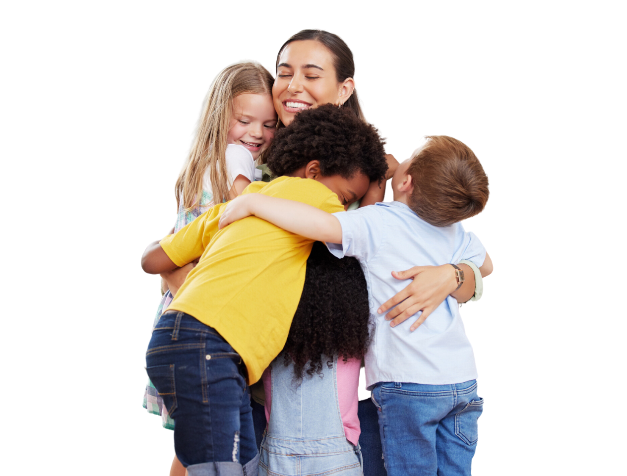 Woman and four children