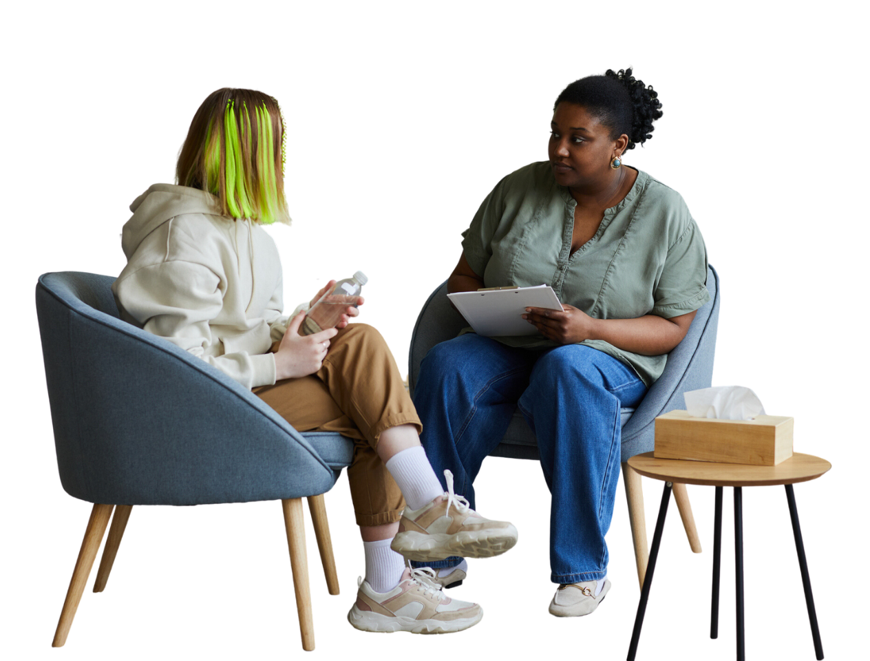 Counsellor working with young female