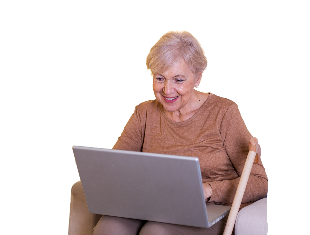 Woman reading on laptop