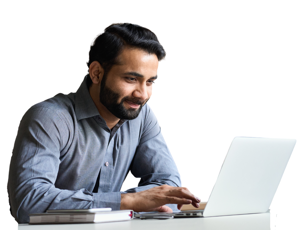 Man reading on laptop