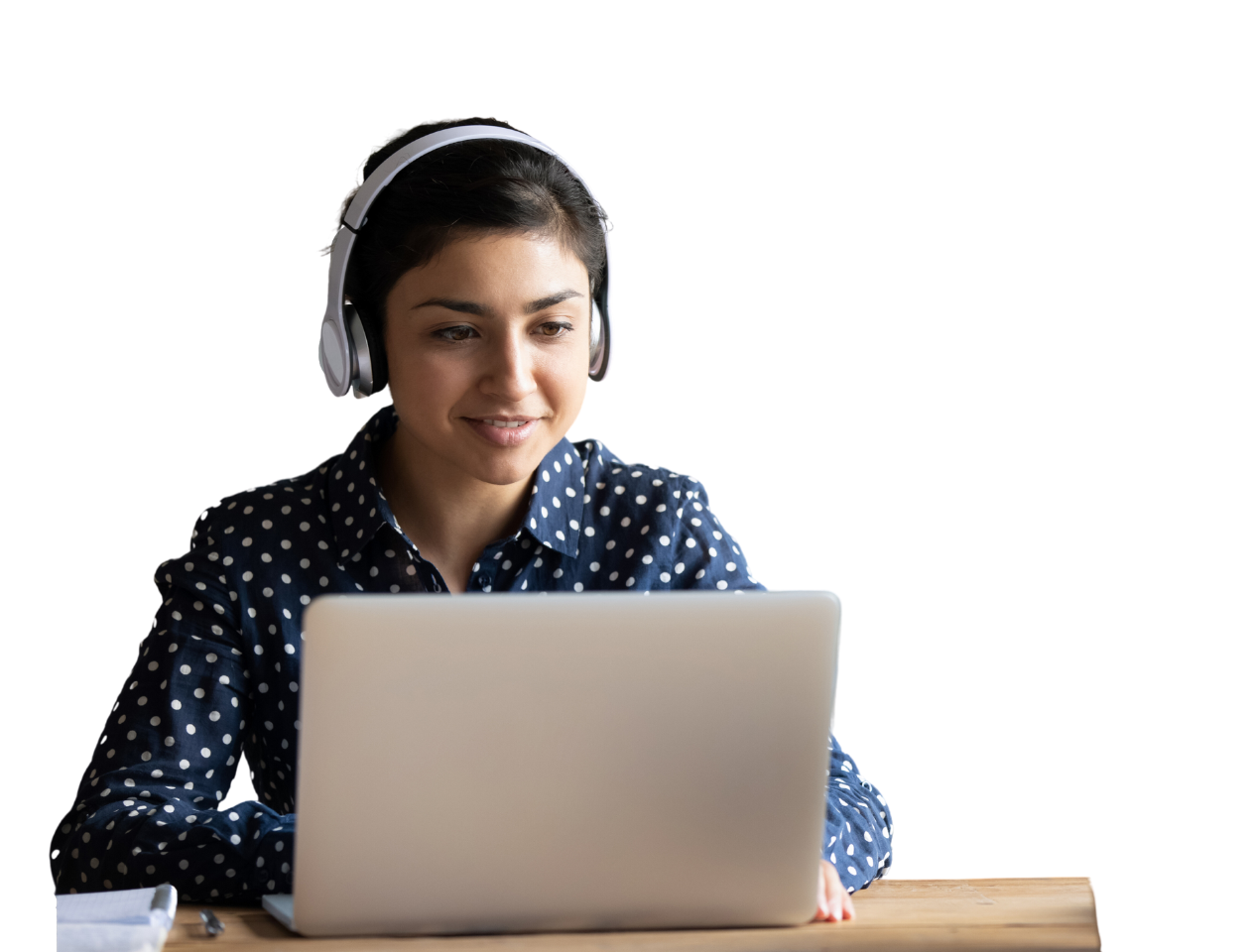 Woman studying laptop