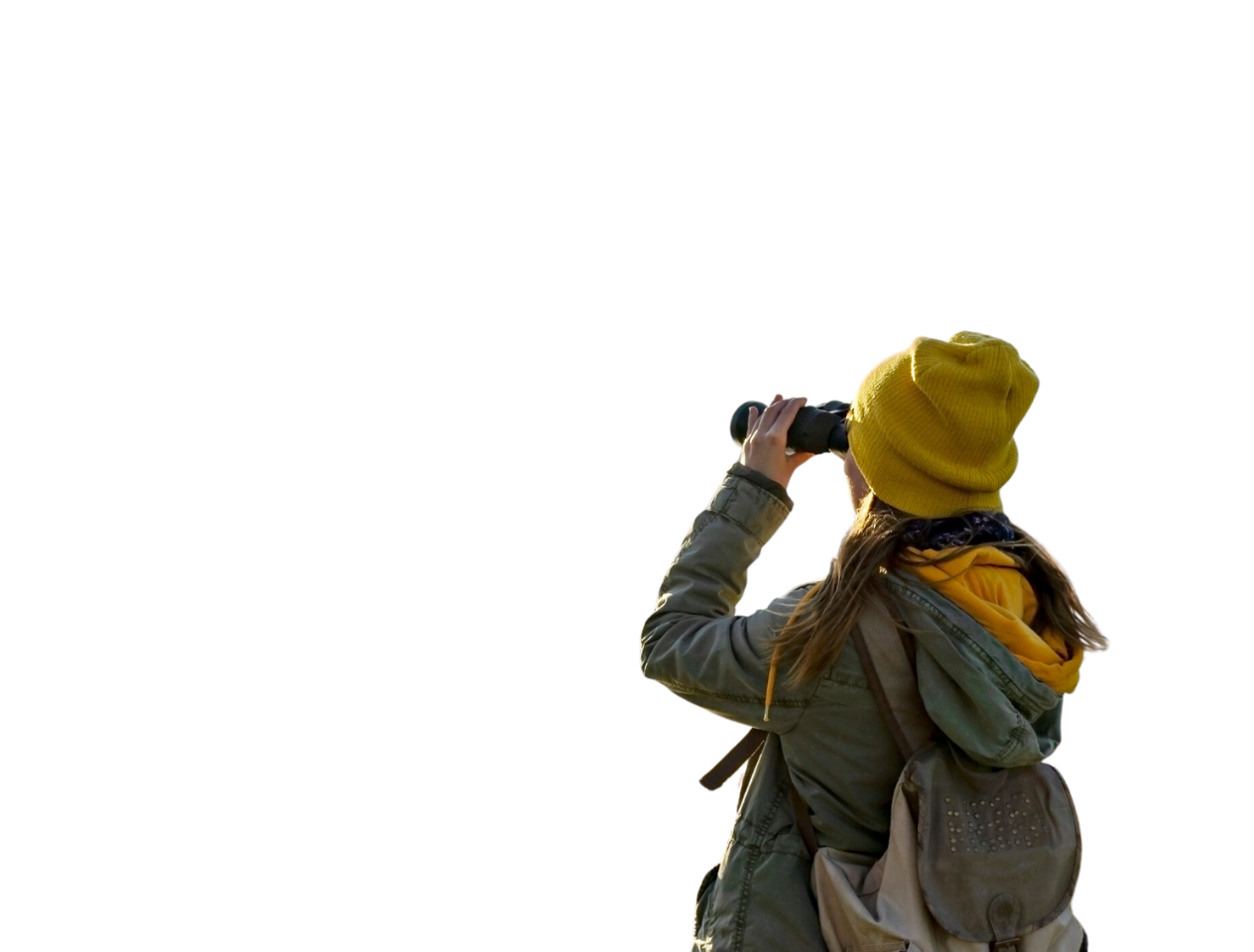 Woman with binoculars birdwatching