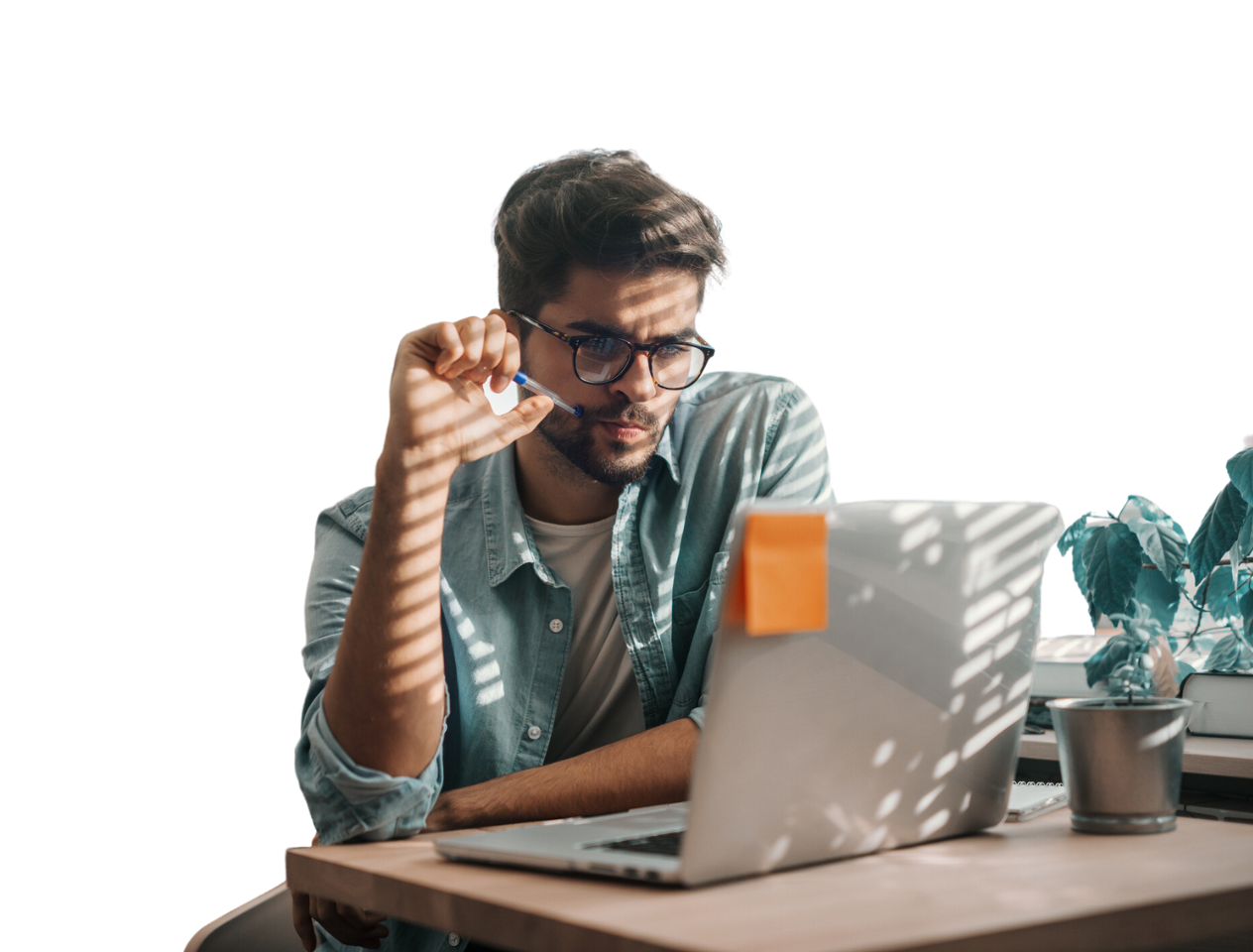 Man learning at work