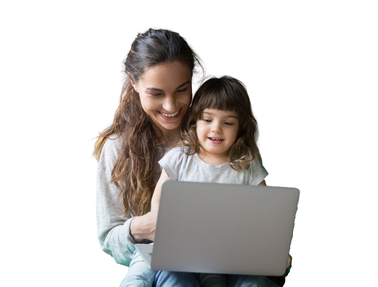 Mother with daughter in her lap