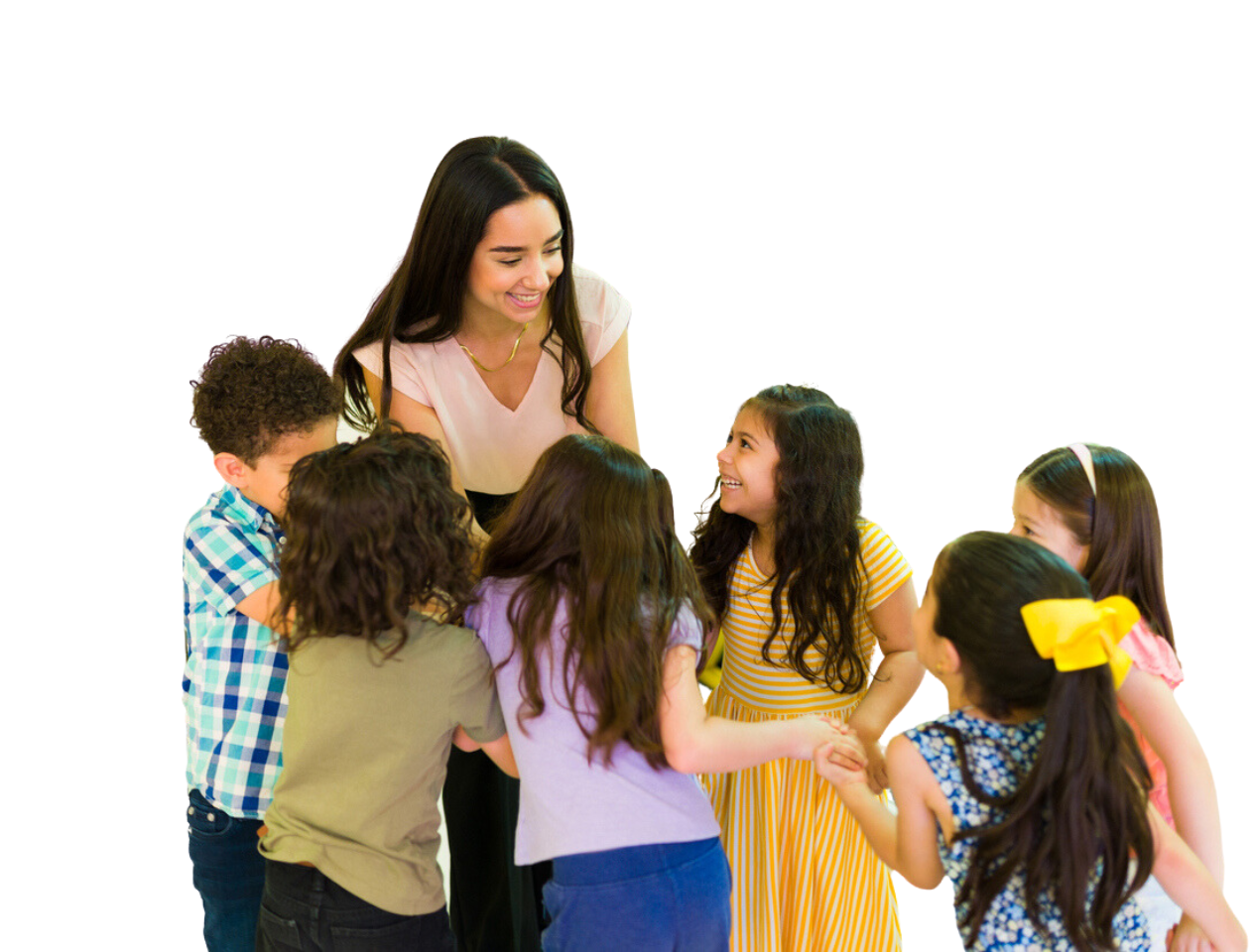 Nursery teacher with children