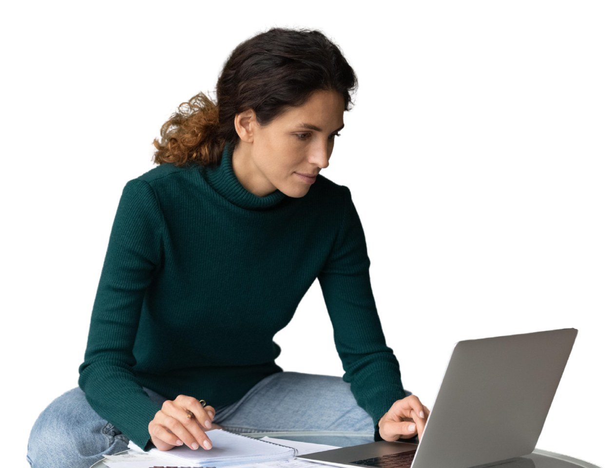 Woman working on her laptop