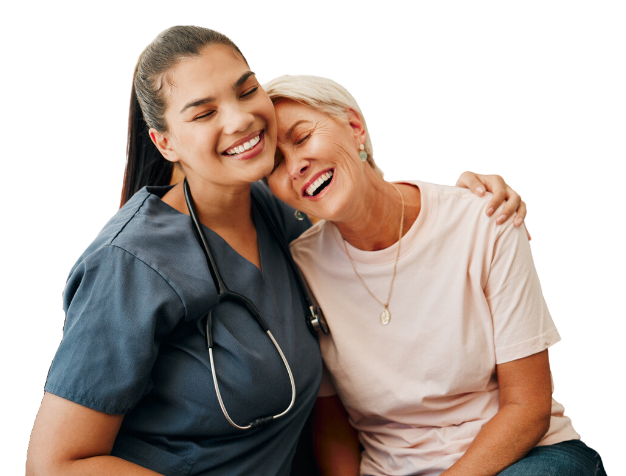 Health care specialist laughing