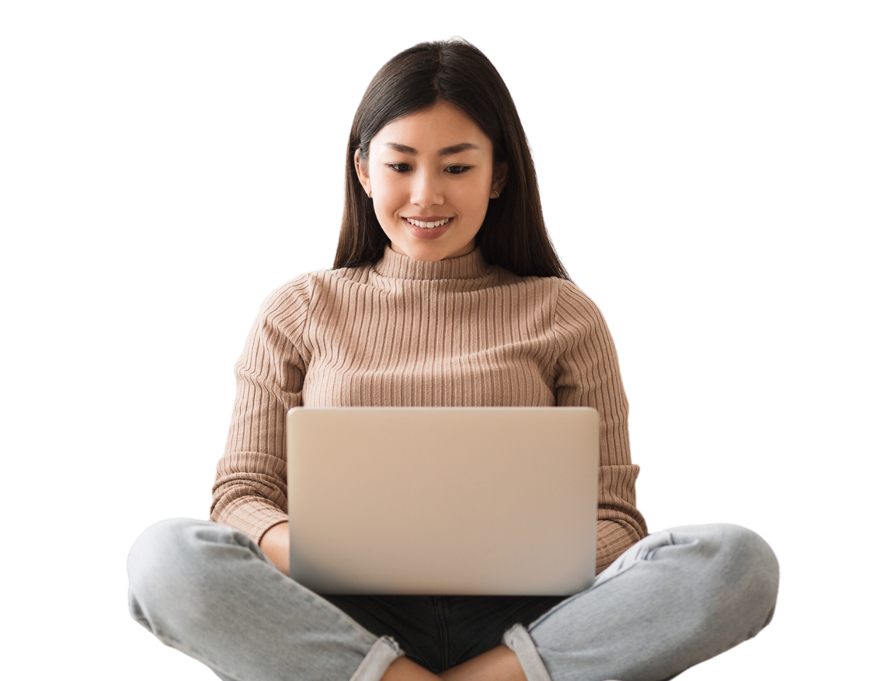 Woman working on her laptop