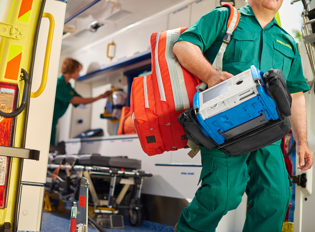 Paramedic leaving ambulance