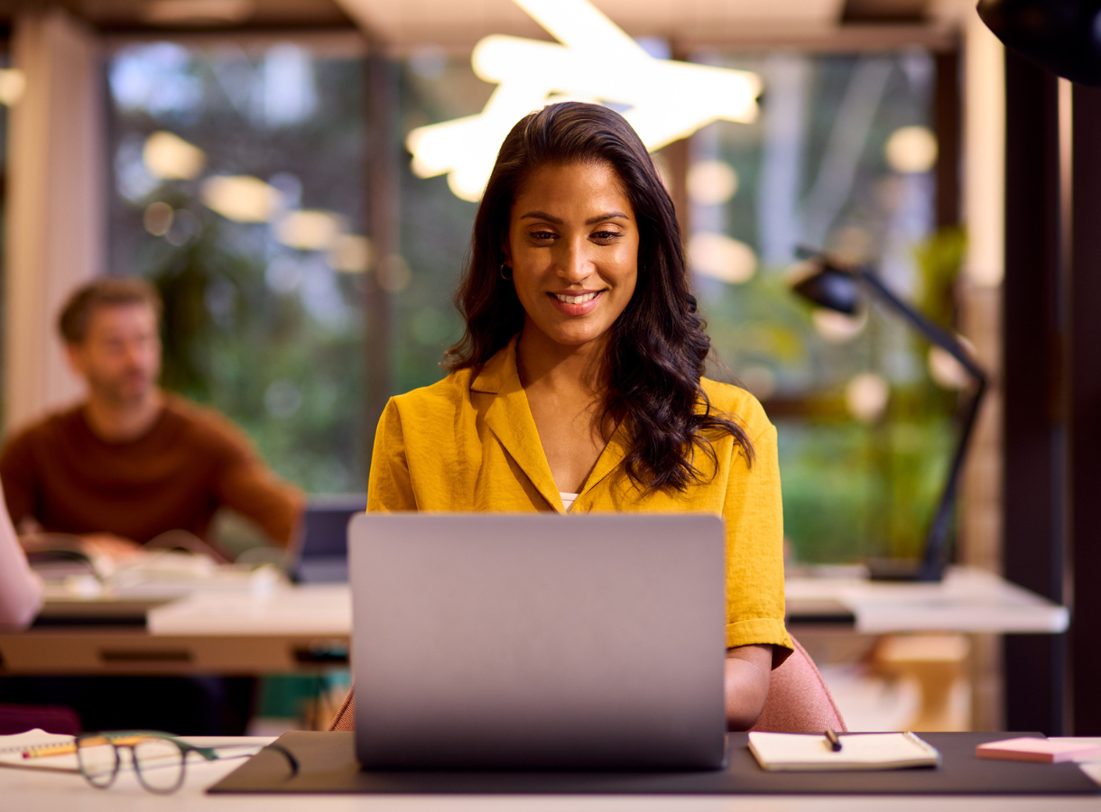 learner with her laptop