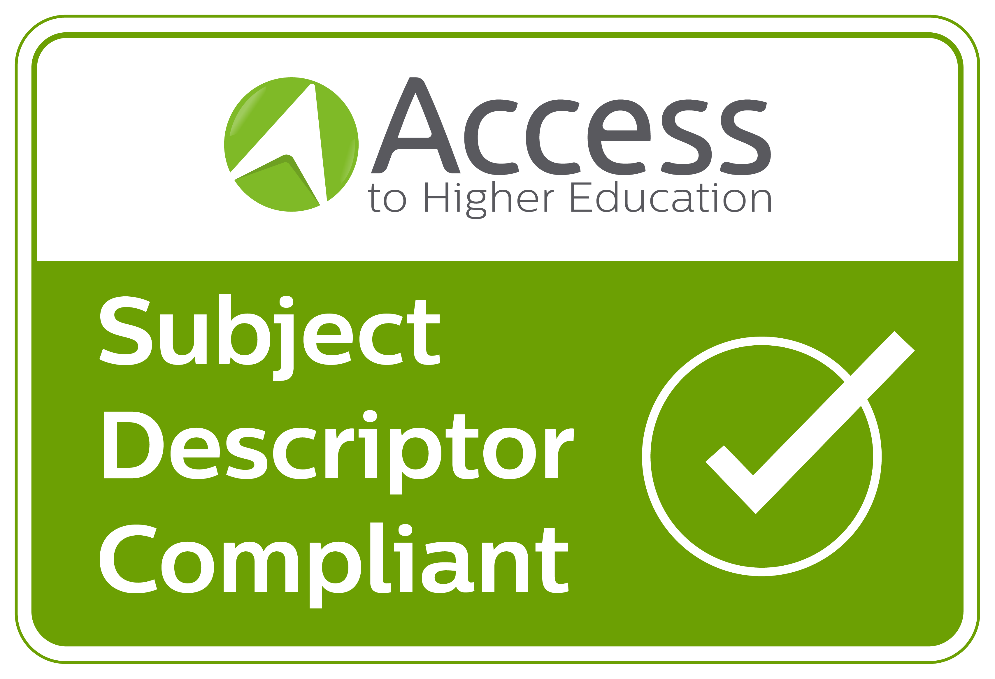 Access to Higher Education Subject Descriptor Compliant badge