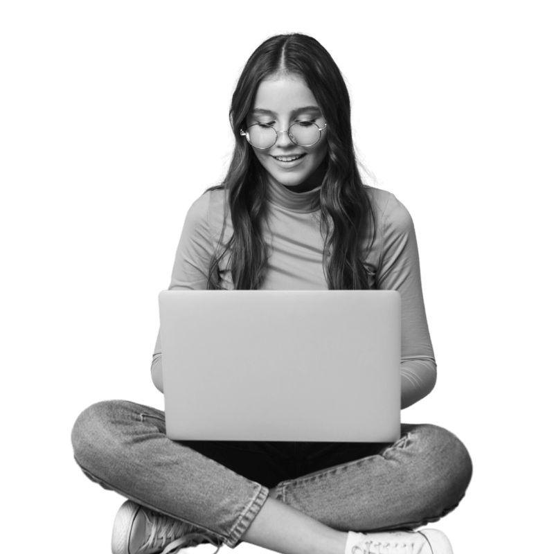 Learner studying on laptop