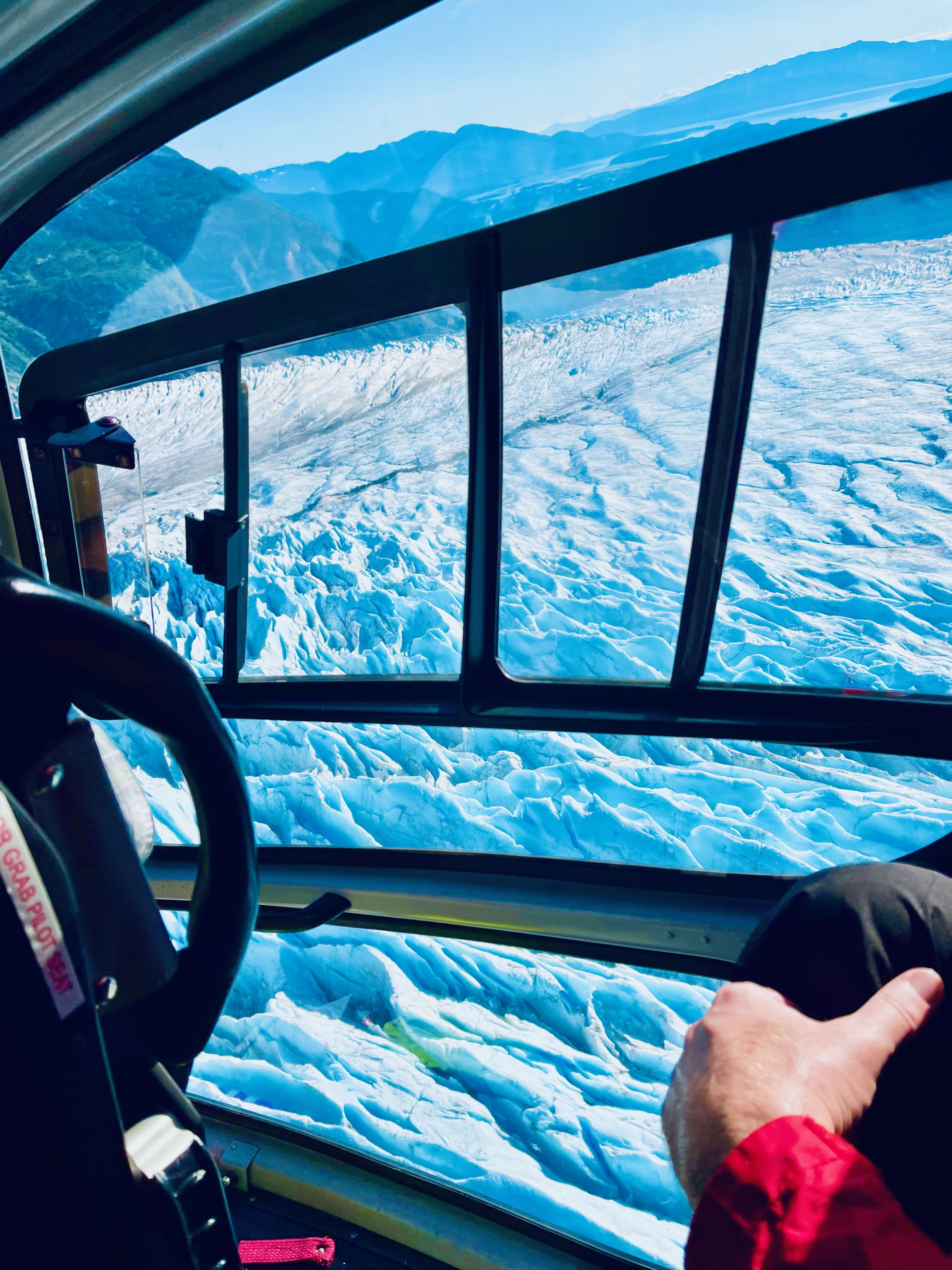 Aerial view of Mendenhall Glacier from helicopter
