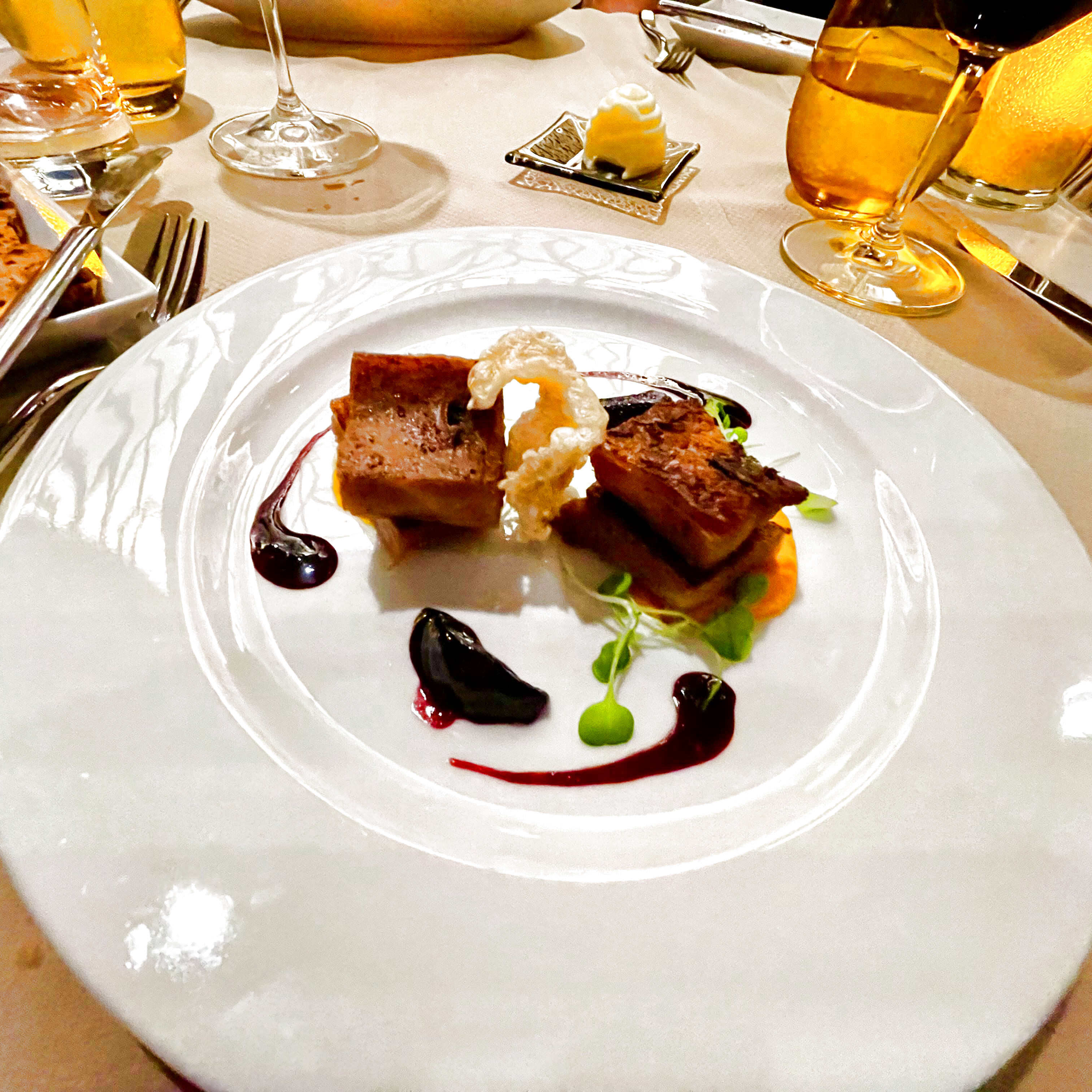 Luminae pork belly with berry reduction