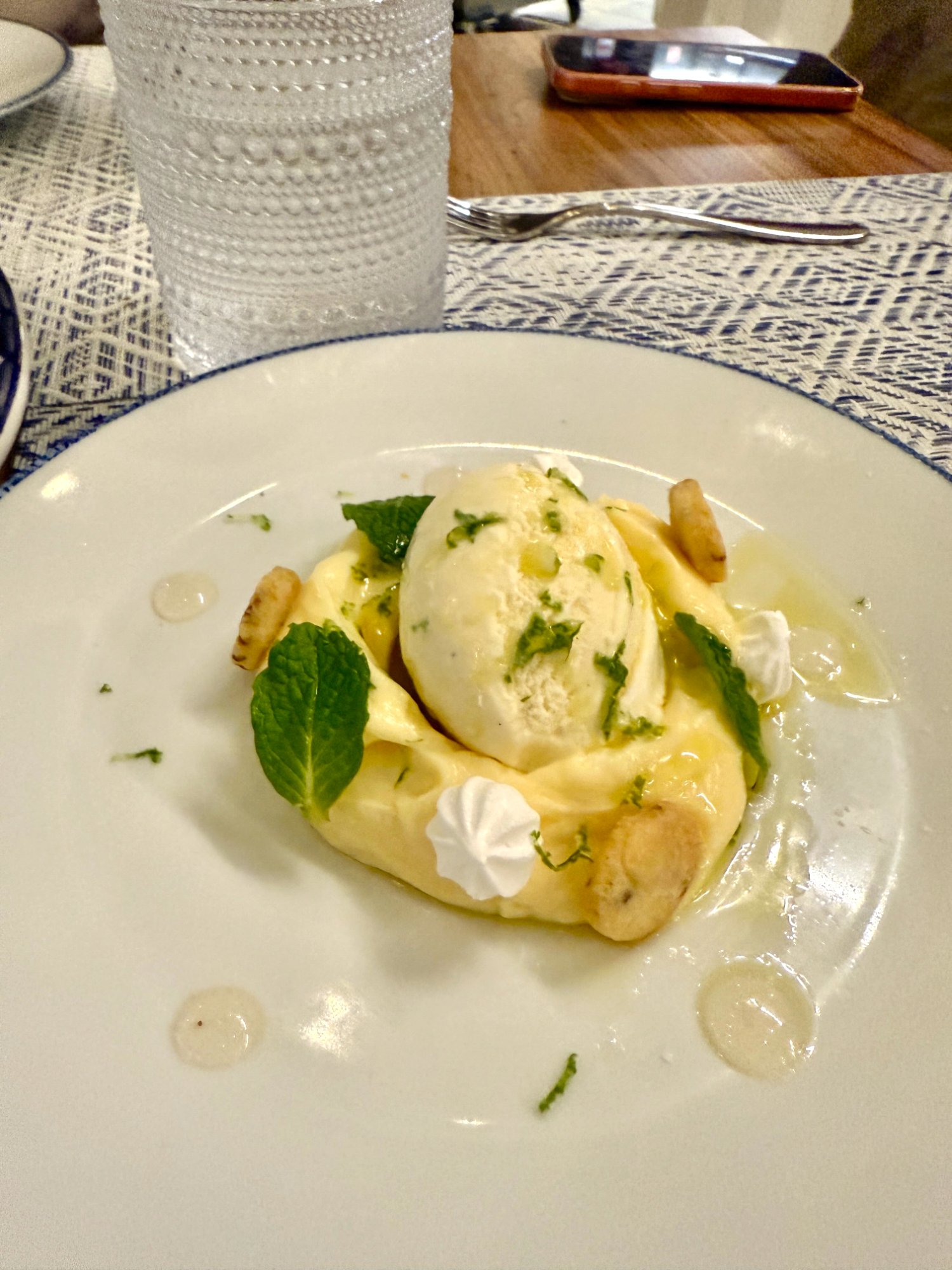 Bora dinner citrus pavlova with mint and passion fruit