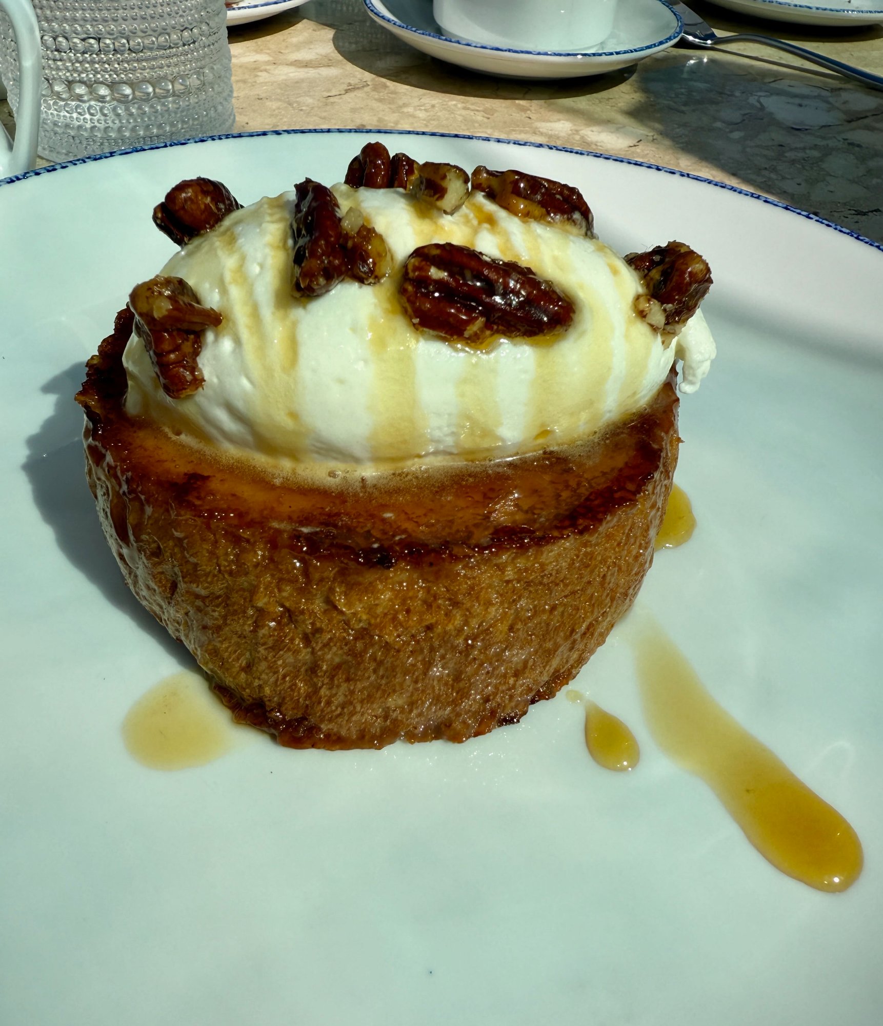 Bora French toast with candied pecans