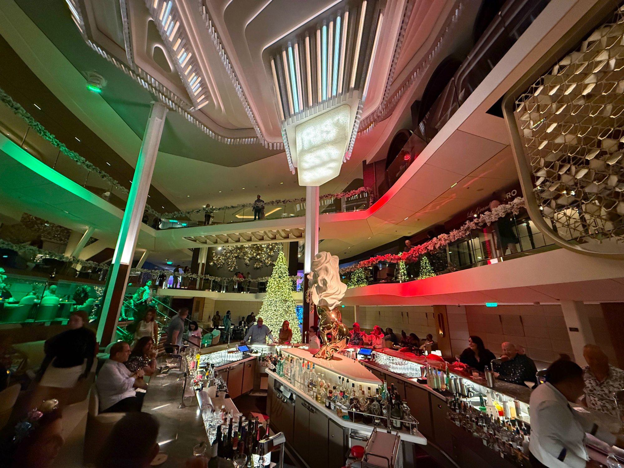 Celebrity Xcel Grand Plaza and Martini Bar in full Christmas splendor