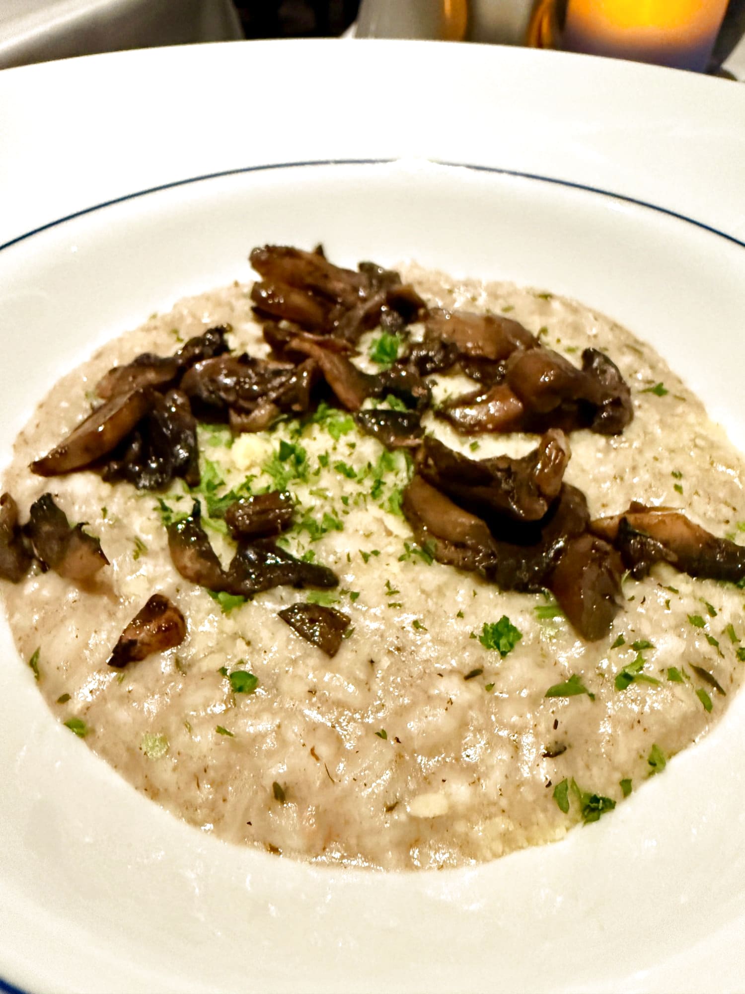Blu mushroom risotto with sautéed wild mushrooms