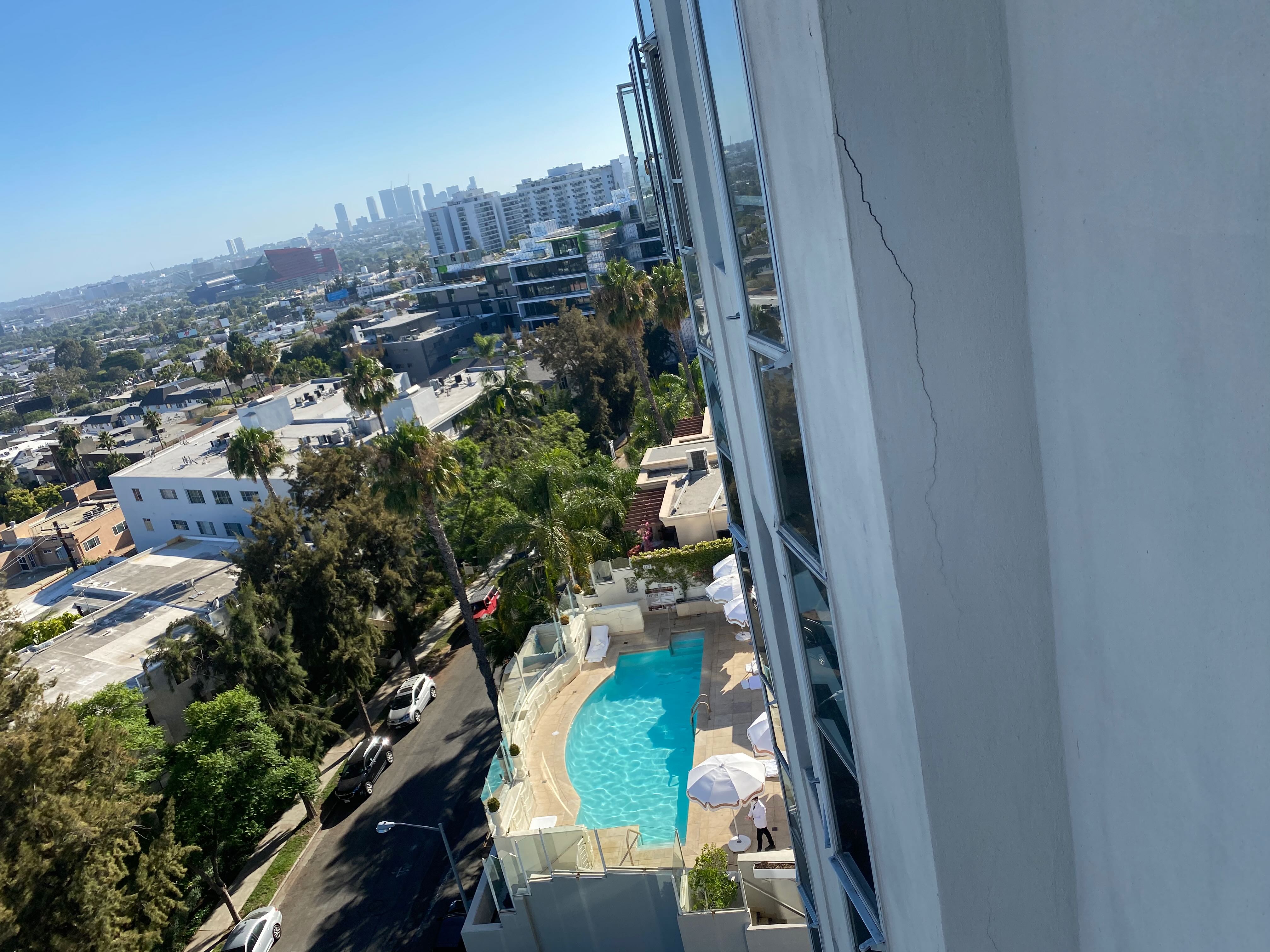View of the Sunset Tower pool from the upper level suites