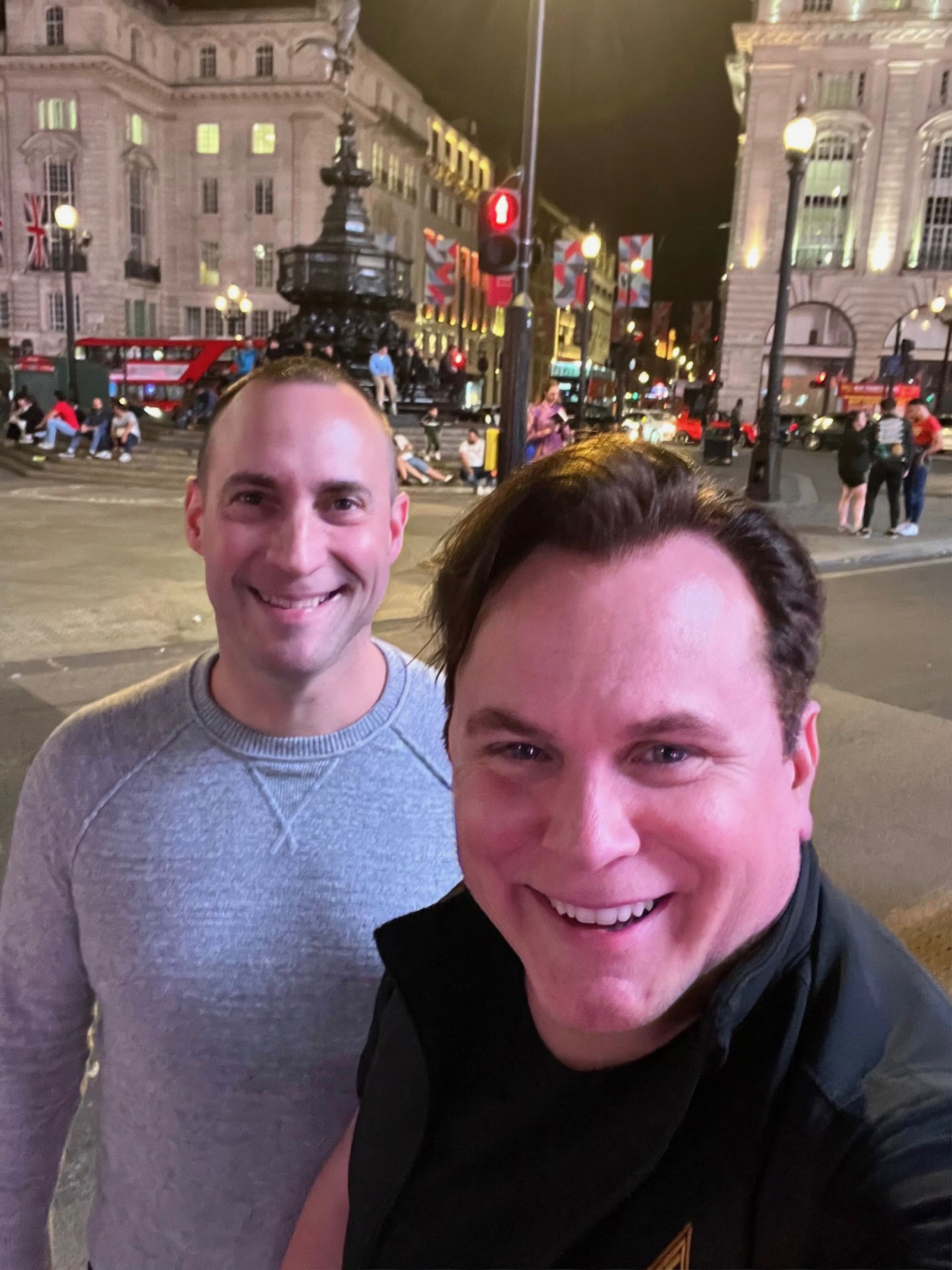 Patrick Raymond and Ross at Piccadilly Circus — London night
