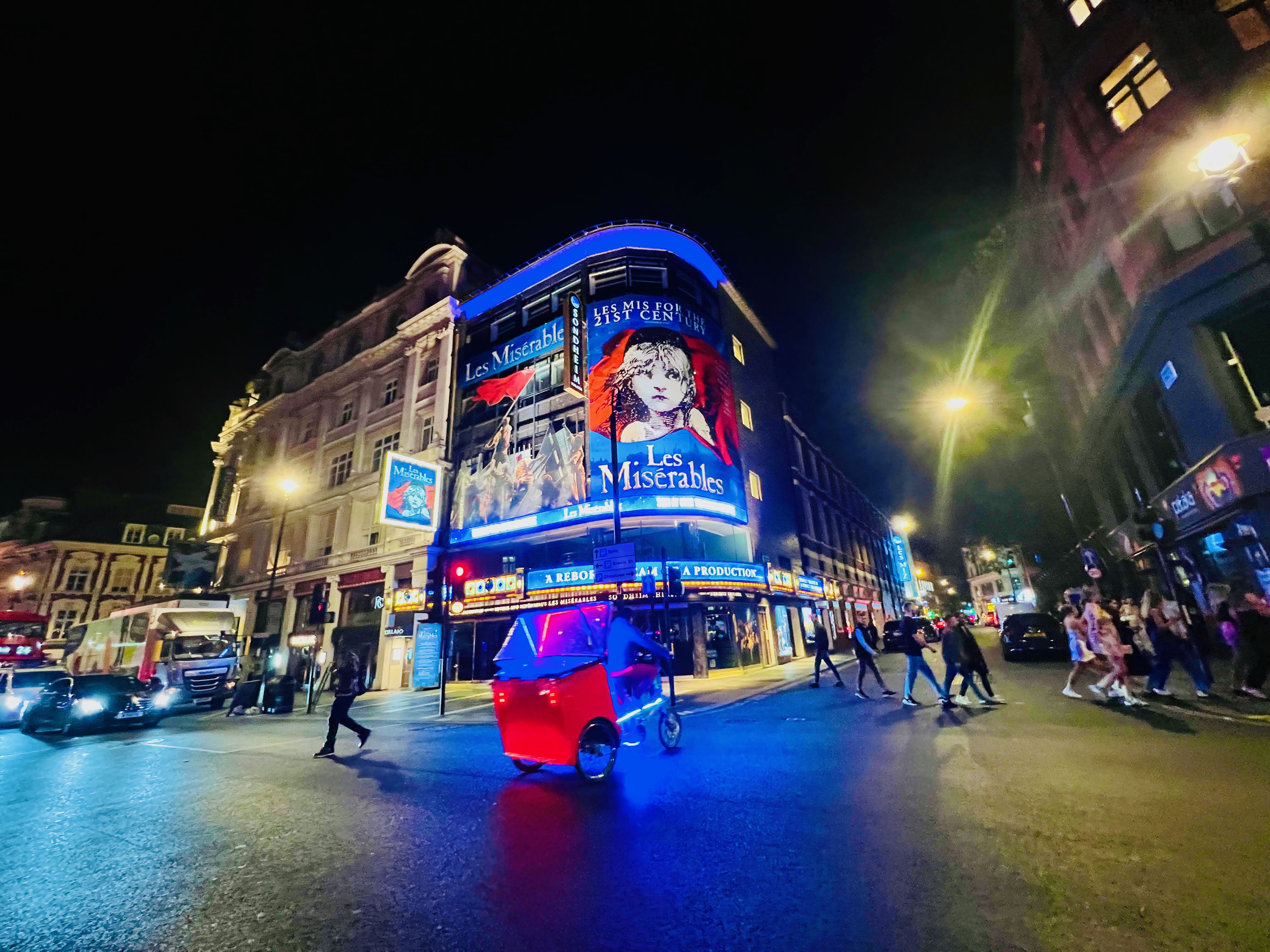 West End theater district and Soho — London night