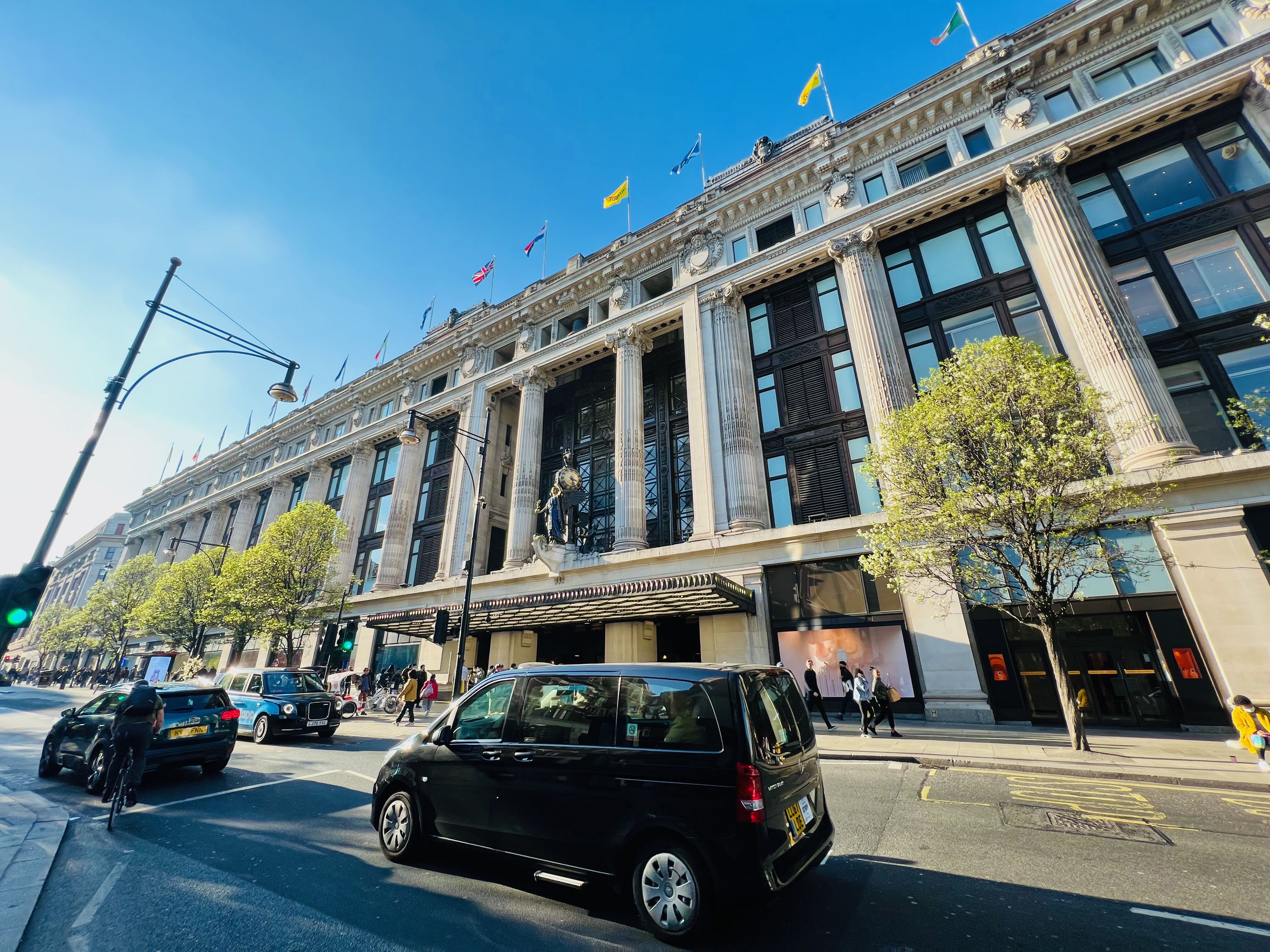 Selfridges — Oxford Circus at sunset