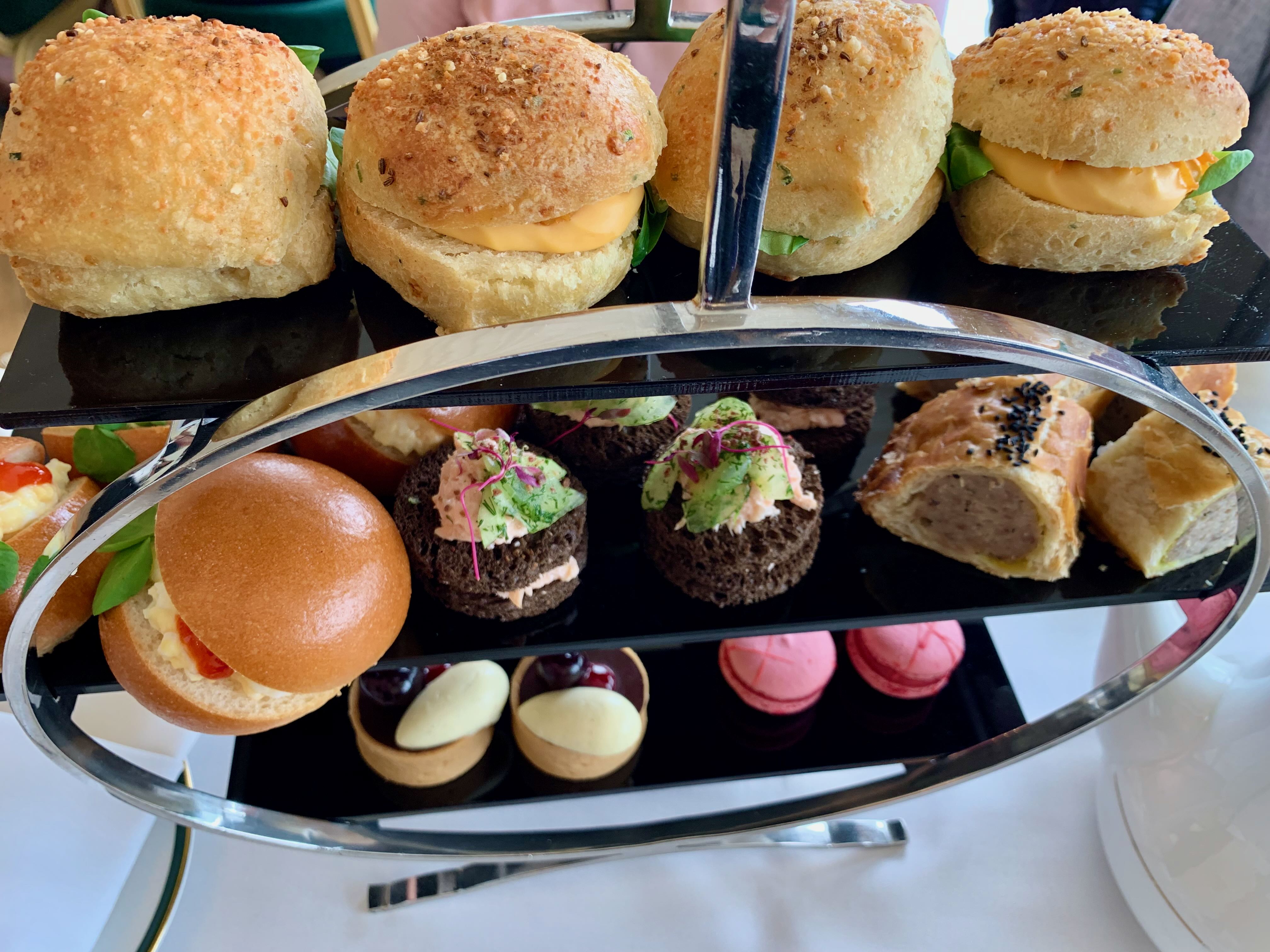 High tea — three tiered stand close up