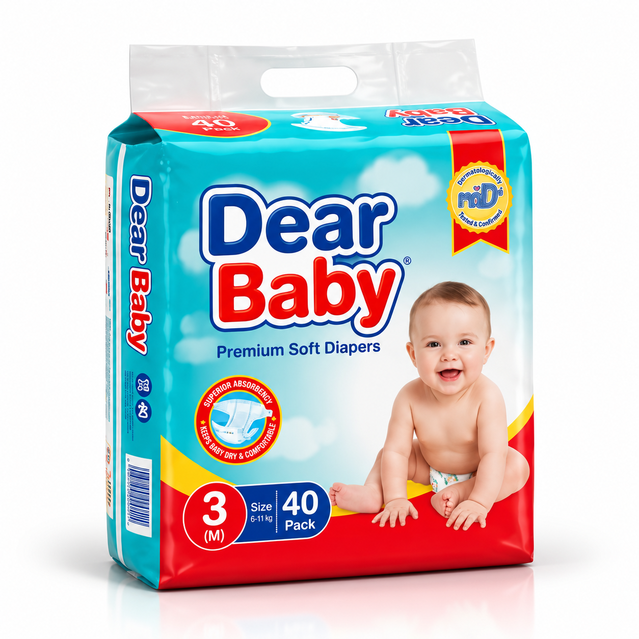 Dear Baby Premium Soft Diapers – Size 3 (M), 40 Pack