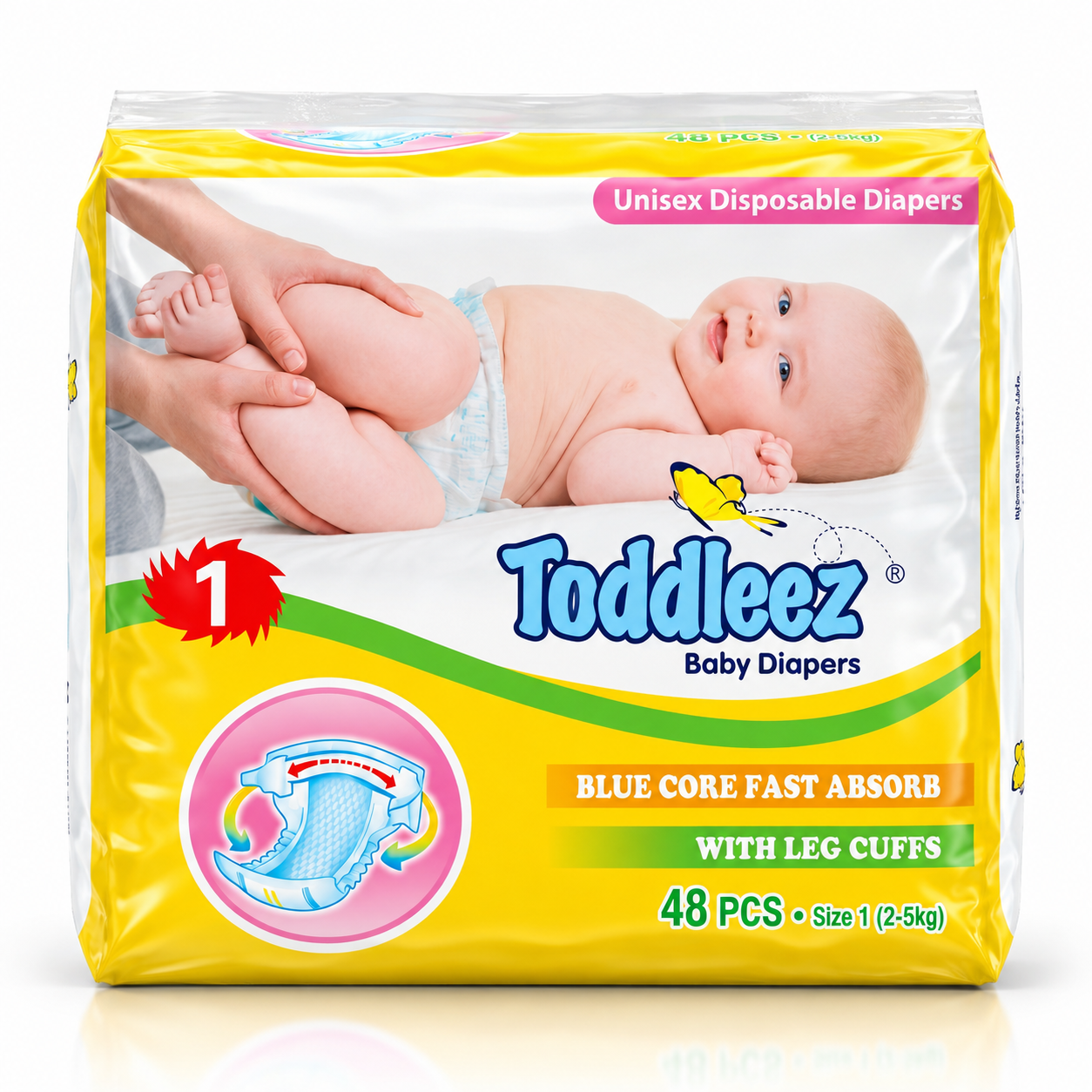Toddleez Baby Diapers Size 1 – 48 Pieces
