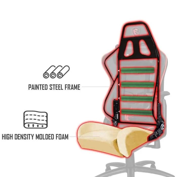 Chaise Gaming Msi Mag Ch120x En Cuir Pvc Avec Accoudoirs Noir & Rouge......